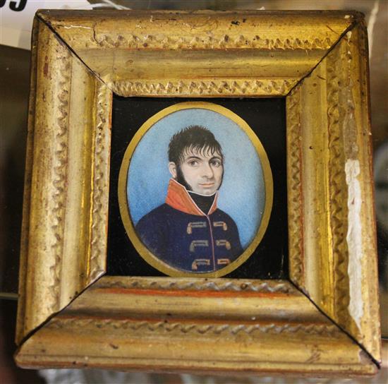 Continental School, portrait miniature of a military officer